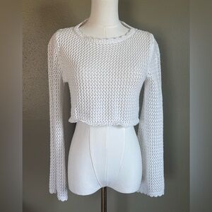 White Knit Cropped Sweater Top XS
